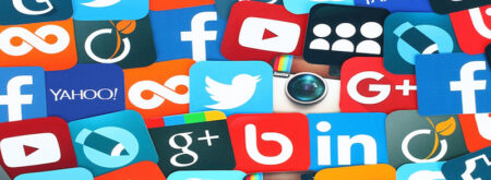 Background of famous social media icons